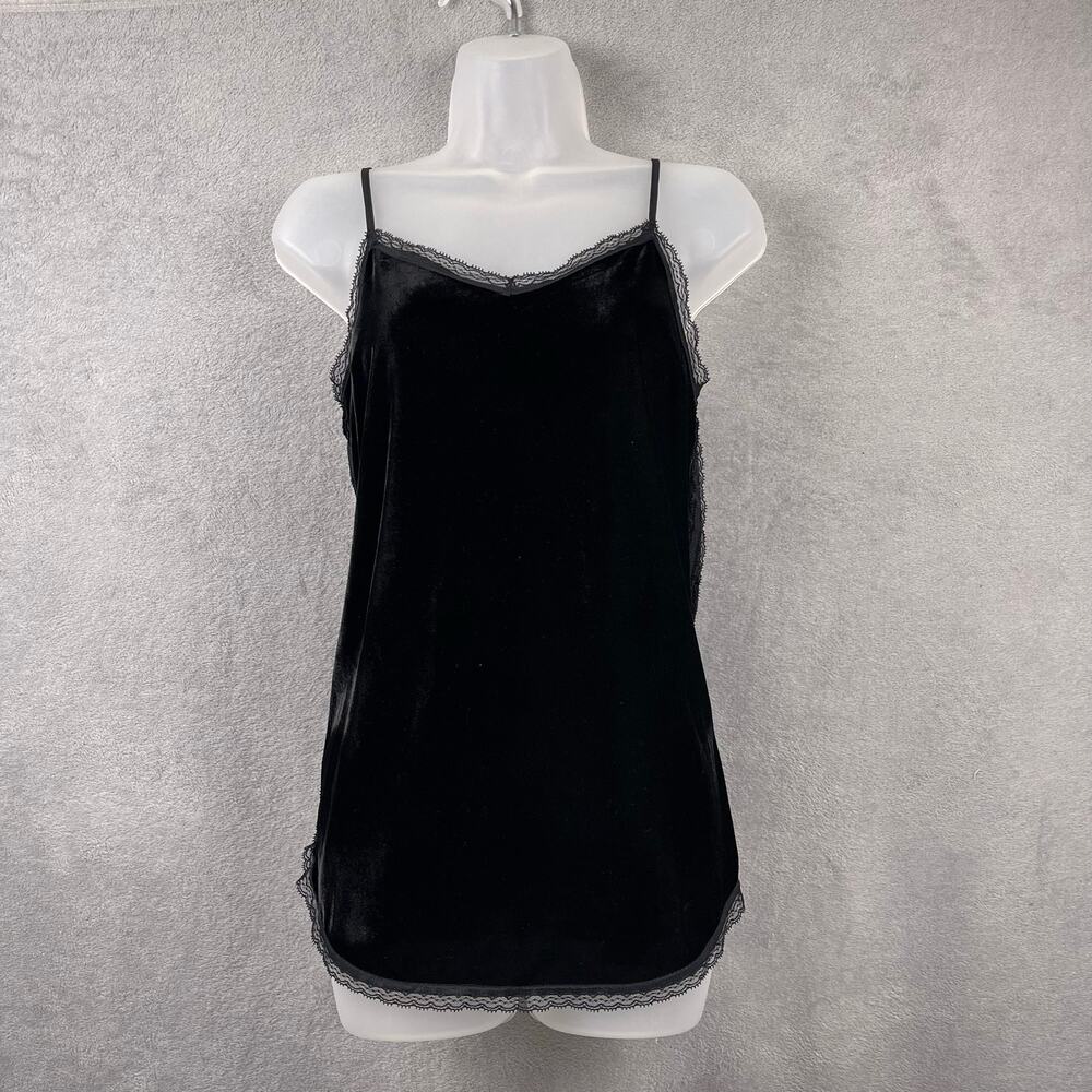 Who What Wear Womens Black Velvet Tank Top SZ S Lace Whimsygoth Fairy Grunge Y2K